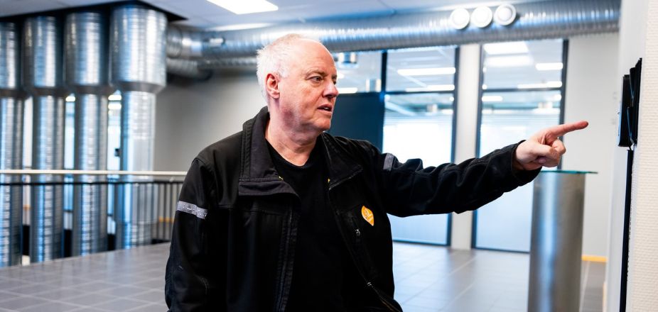 Kristian ved ventilasjonsanlegget