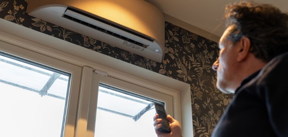 Bjarne styrer temperaturen på varmepumpen