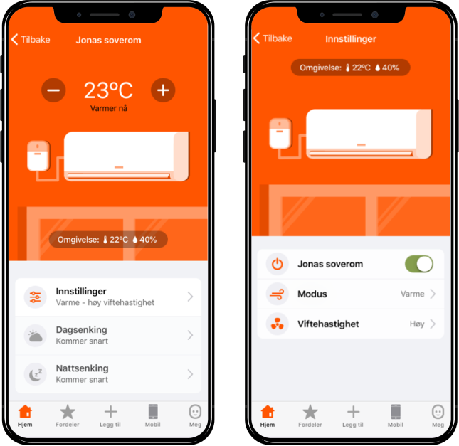 Varmestyring i Fjordkraft-appen