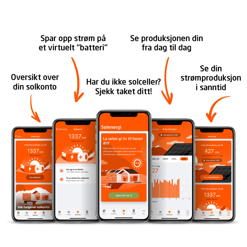 Skjermbilder fra Fjordkrafts app