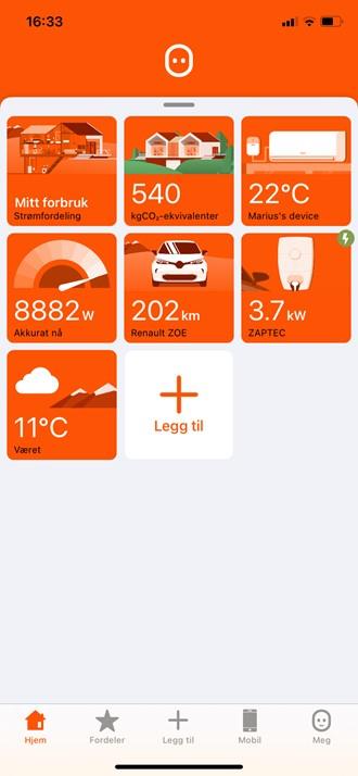 Fjordkraft-appen har støtte for smarthus-løsninger som lar deg styre oppvarming av bolig.